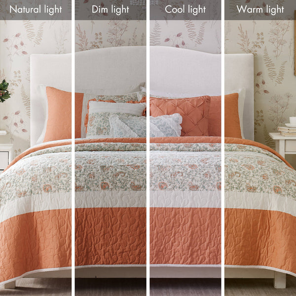 English Elm 6 Madison Park Dawn Cotton Percale Reversible Quilt Set with Paisley Pintuck, Lace Trim, Pillows, Full/Queen Coral 17.72 L x 22.83 W x 8.66 H B035129021