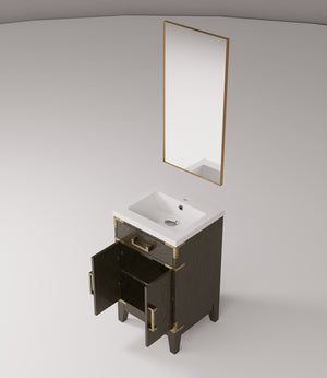 English Elm Brown Oak Single Bath Vanity With Acrylic Countertop & Mirror – Perfect For Compact Spaces! B2731S01449