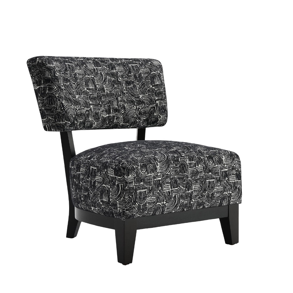 English Elm Black Accent Chair Armless Modern Angled Silhouette with Tapered Wood Legs and Foam Comfort Black 38 L x 29 W x 35 H B2741P401406