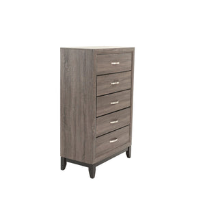 English Elm Bedroom Rustic Grey Oak Tall Chest 5-Drawer Solidwood Style Pine Storage Cabinet 31x16x50" B011P250826