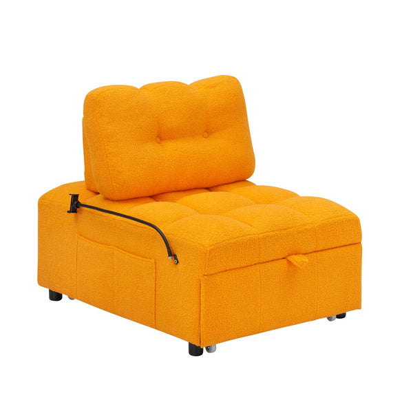 English Elm 40.20 Inch Convertible Teddy Fabric Sofa Bed Compact Sleeper for Apartment Living Room W1658P216827