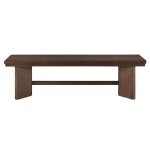 English Elm Walnut Veneer Dining Bench with V-angled Trestle Base for Modern Entryway Decor B011P240203