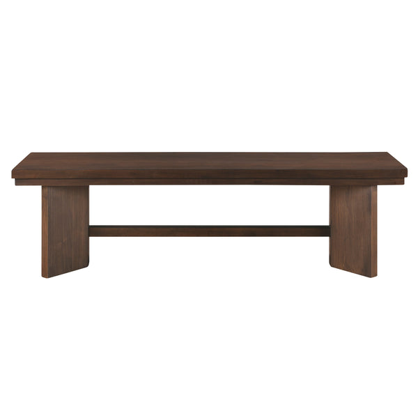 English Elm Walnut Veneer Dining Bench with V-angled Trestle Base for Modern Entryway Decor B011P240203