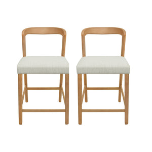English Elm Christopher Knight Home® - Solid Rubber Wood Counter Stools Set Of 2 - Natural Oak & Beige Upholstery For Modern Comfort N771P292086Q