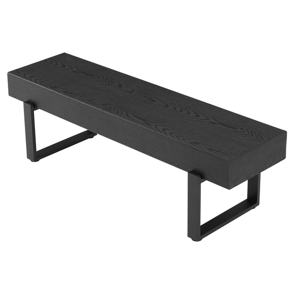 English Elm Upholstered Bench with Thick 5.5" MDF Top, Heavy-Duty Metal Legs, 550LB Capacity, Versatile Seating Black N752P374152B