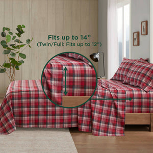 English Elm 4 Pcs Cozy Red Plaid Full Sheet Set - 100% Cotton Flannel For Softness, Warmth & Timeless Style B035P319782