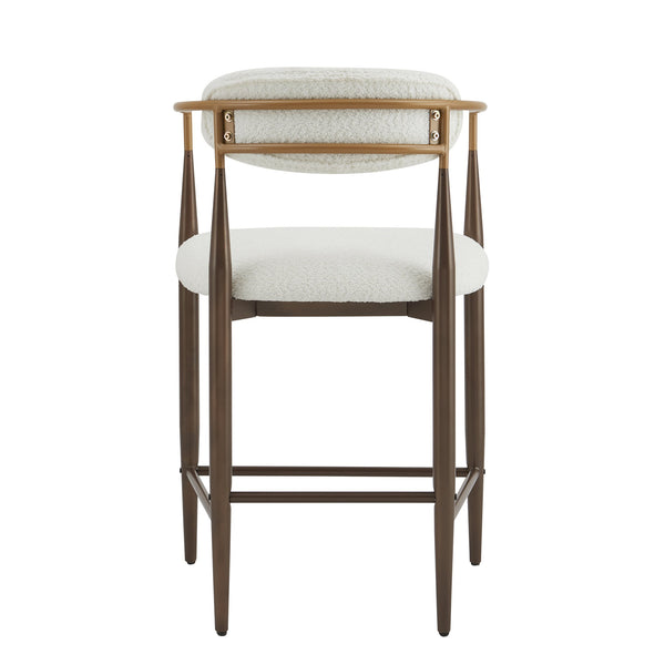 English Elm Christopher Knight Home® - Counter Stool Set Of 2 - Chic Beige Upholstered Design With Gold Iron Frames For Modern Spaces N771P249370J