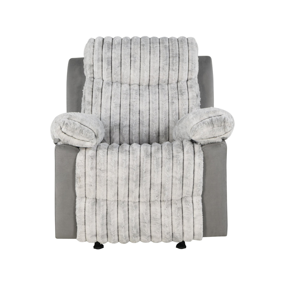 English Elm Bruni Plush Grey Glider Recliner Chair with Manual Recline, Soft Polyester Upholstery, Cozy Fill B201P299732