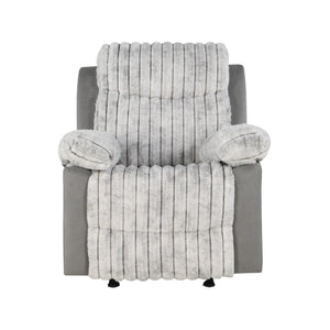 English Elm Bruni Plush Grey Glider Recliner Chair with Manual Recline, Soft Polyester Upholstery, Cozy Fill B201P299732