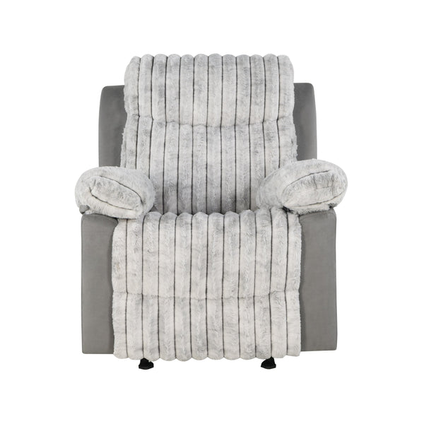 English Elm Bruni Plush Grey Glider Recliner Chair with Manual Recline, Soft Polyester Upholstery, Cozy Fill B201P299732