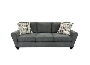 Porter Designs Reese Modern Upholstered Sofa - Elegant Comfort With Abstract Pillows For Your Home Gray Fabric 01-207-01-2961