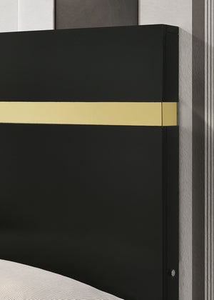 English Elm Black Eastern King Size Bed Frame With Underbed Led Lighting & Acrylic Trim For Modern Bedrooms B2741S00175