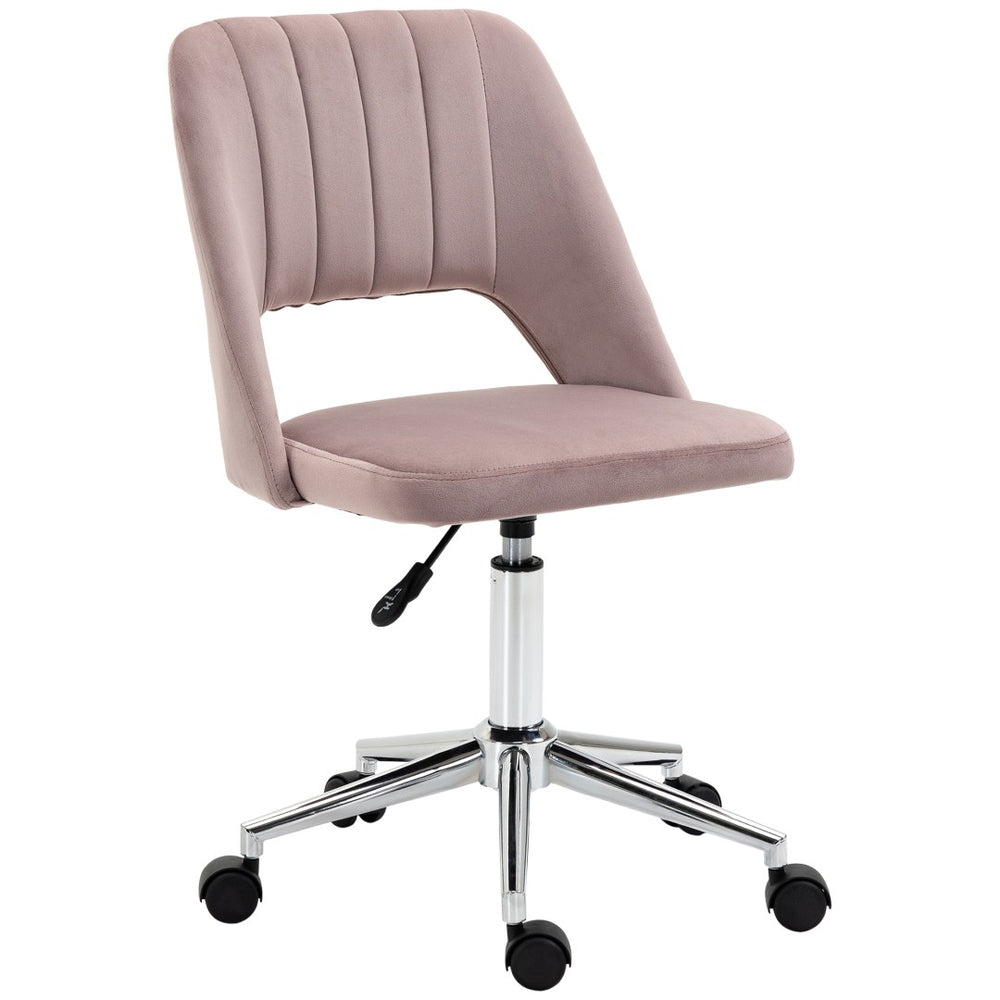 English Elm Vinsetto Chic Pink Velvet Mid Back Office Chair - Stylish Armless Swivel Desk Chair For Home Comfort W2225P217490-GIGA