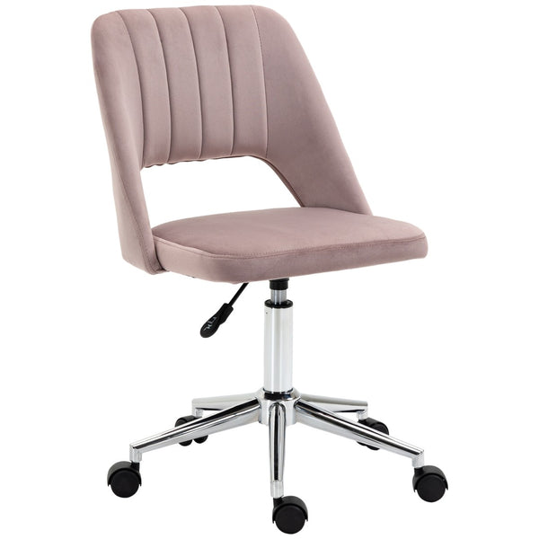 English Elm Vinsetto Chic Pink Velvet Mid Back Office Chair - Stylish Armless Swivel Desk Chair For Home Comfort W2225P217490-GIGA