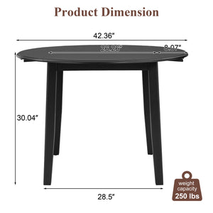 English Elm Extendable Round Dining Table Folding Mdf Top Rubberwood Legs Small Space Apartment Black N752P405933B