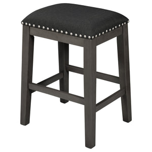 English Elm TOPMAX Counter Height Rustic Farmhouse 5-Piece Dining Set for 4 with Stacked Storage Shelves, Beige Upholstery Gray SP001134AAE