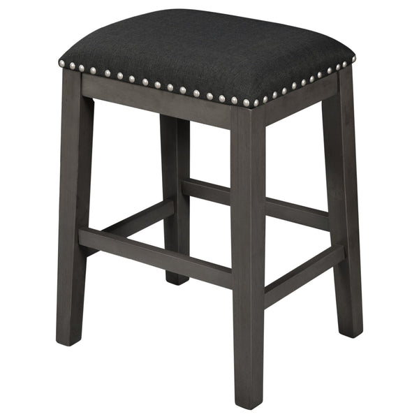 English Elm TOPMAX Counter Height Rustic Farmhouse 5-Piece Dining Set for 4 with Stacked Storage Shelves, Beige Upholstery Gray SP001134AAE