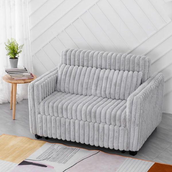 English Elm 3 in 1 Convertible Sleeper Sofa Bed with Plush Fabric, Spring Support, Cozy Skin-Friendly Comfort Light Gray W1767P195964