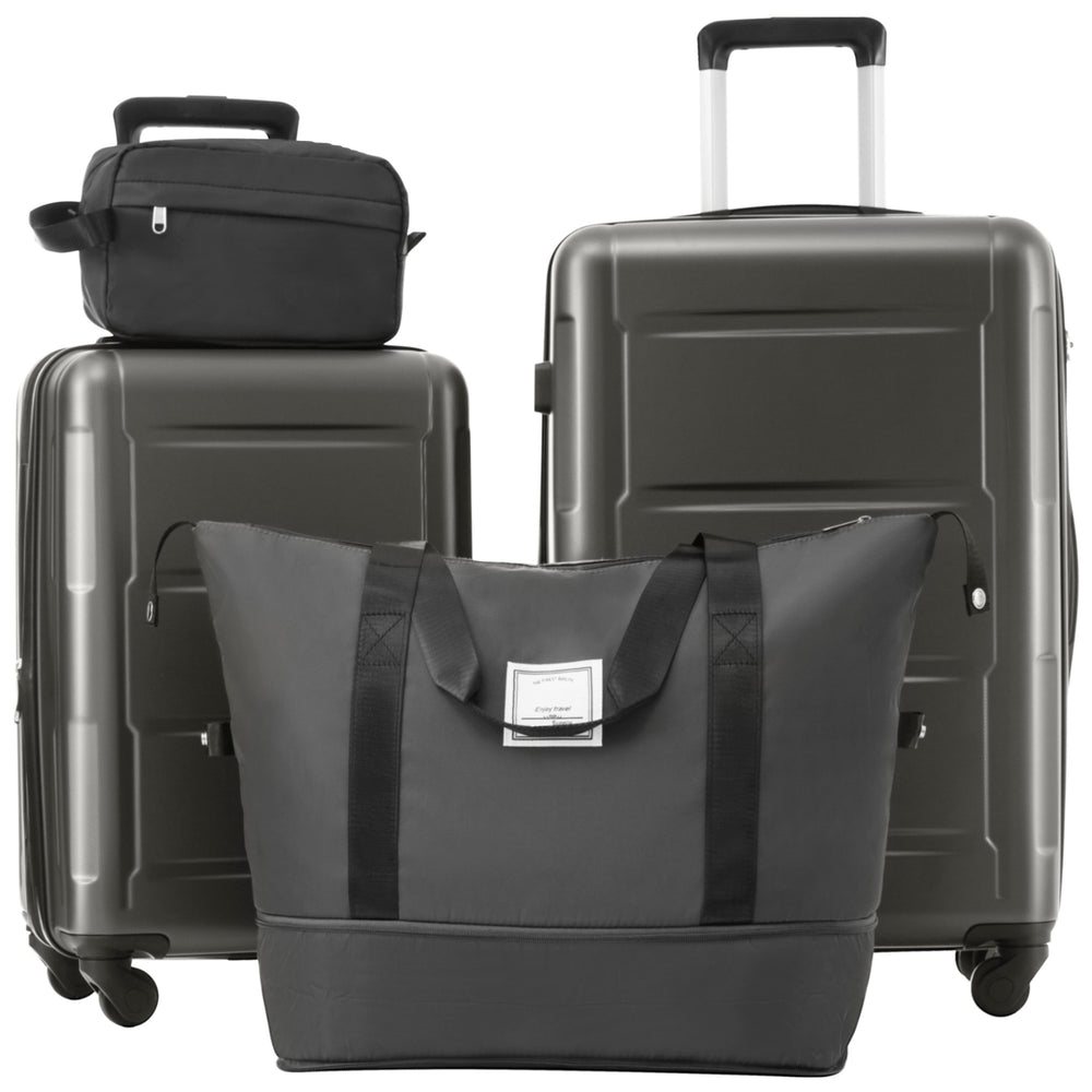 English Elm 2 Piece Abs Hard Shell Spinner Luggage Set with Tsa Lock Expandable Travel Suitcases Dark Gray N732P198744B