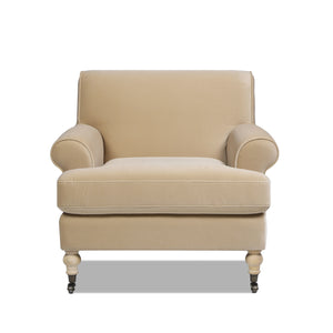 English Elm Alana Barrel Accent Chair in Performance Velvet with Rolling Casters for Living Room B2719P238307