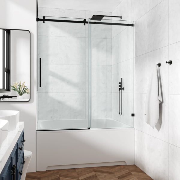 English Elm 60*66"fixed Sliding Shower Door Clear Tempered Glass Stainless Steel Frameless Spa T3177P320609
