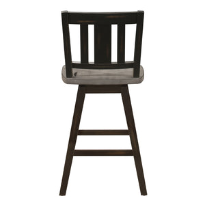 English Elm Counter Height Chairs Set Of 2 - Black Gray 360° Swivel Rustic Rubberwood Dining Furniture B011P194907