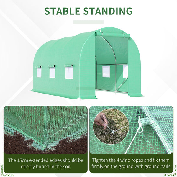 English Elm Outsunny Walk-in Tunnel Greenhouse with Galvanized Frame and Six Mesh Vent Windows W2225P200621