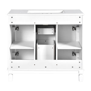 English Elm 36'' Modern Bathroom Vanity With Soft-Close Doors, Elegant Ceramic Sink, And Ample Storage Space N710P230231K