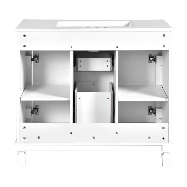 English Elm 36'' Modern Bathroom Vanity With Soft-Close Doors, Elegant Ceramic Sink, And Ample Storage Space N710P230231K