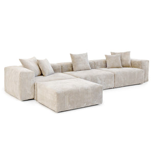 English Elm Pixel Modern Modular Sofa - Versatile L-Shaped 4-Seater In Cozy Corduroy, Perfect For Families! B341S00023-GIGA