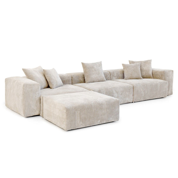 English Elm Pixel Modern Modular Sofa - Versatile L-Shaped 4-Seater In Cozy Corduroy, Perfect For Families! B341S00023-GIGA