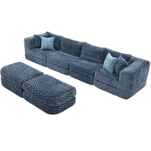 English Elm Swivel Barrel Accent Chair Chenille Tufted Round Club Seat for Living Room Lounge Blue N719S002360C