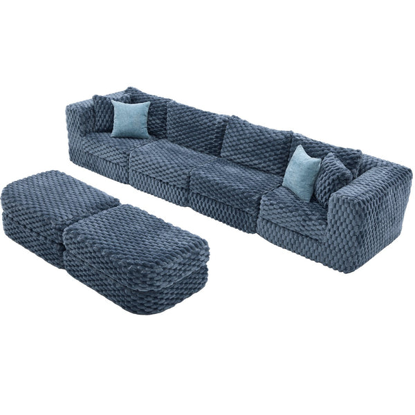 English Elm Swivel Barrel Accent Chair Chenille Tufted Round Club Seat for Living Room Lounge Blue N719S002360C