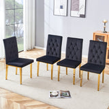 English Elm 4 Piece Dining Chairs.The Gold Metal Legs Complement The Black Velvet, Showcasing A Perfect Blend Of Modern and Classic Elements.Suitable For Various Occasions Such As Kitchens,Conference Rooms, Etc.