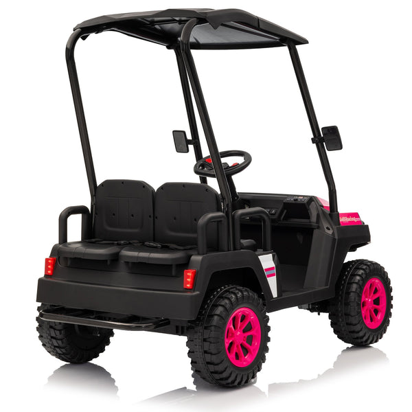 English Elm 24v Kids Electric Ride on Truck Four Seat All Wheel Drive Spring Suspension Sunshade Pink W1578P381257