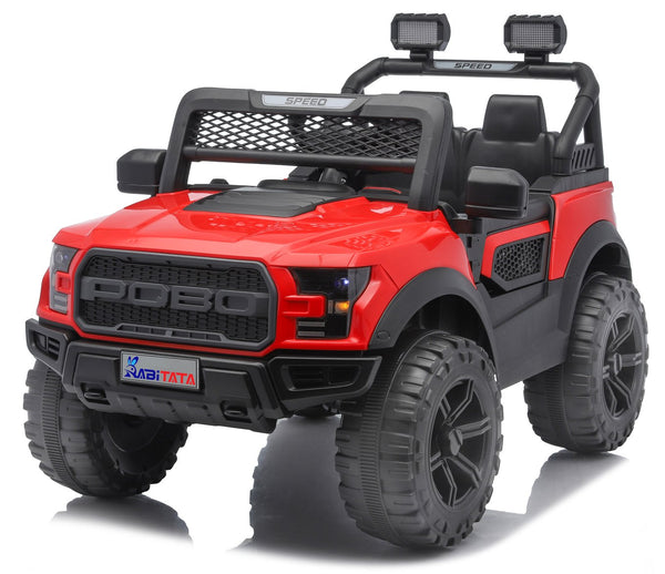 English Elm Kids 12v Dual Motor Off Road Ride on Truck with Remote Control Led Lights and Swing Red W1760P426762