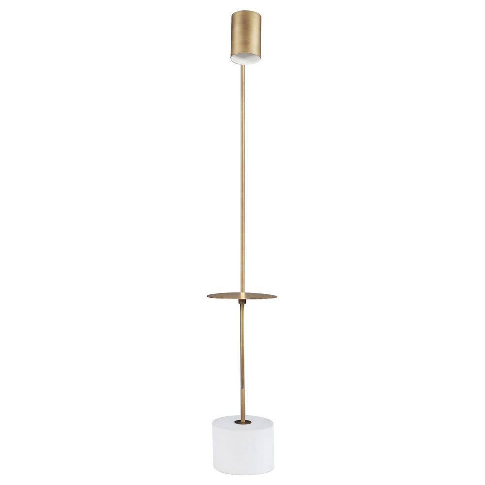 English Elm Corletta Antique Brass Floor Lamp with Grey Shade, Concrete Base, 2-Way Switch for Cozy Ambience B062P333484