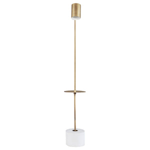 English Elm Corletta Antique Brass Floor Lamp with Grey Shade, Concrete Base, 2-Way Switch for Cozy Ambience B062P333484