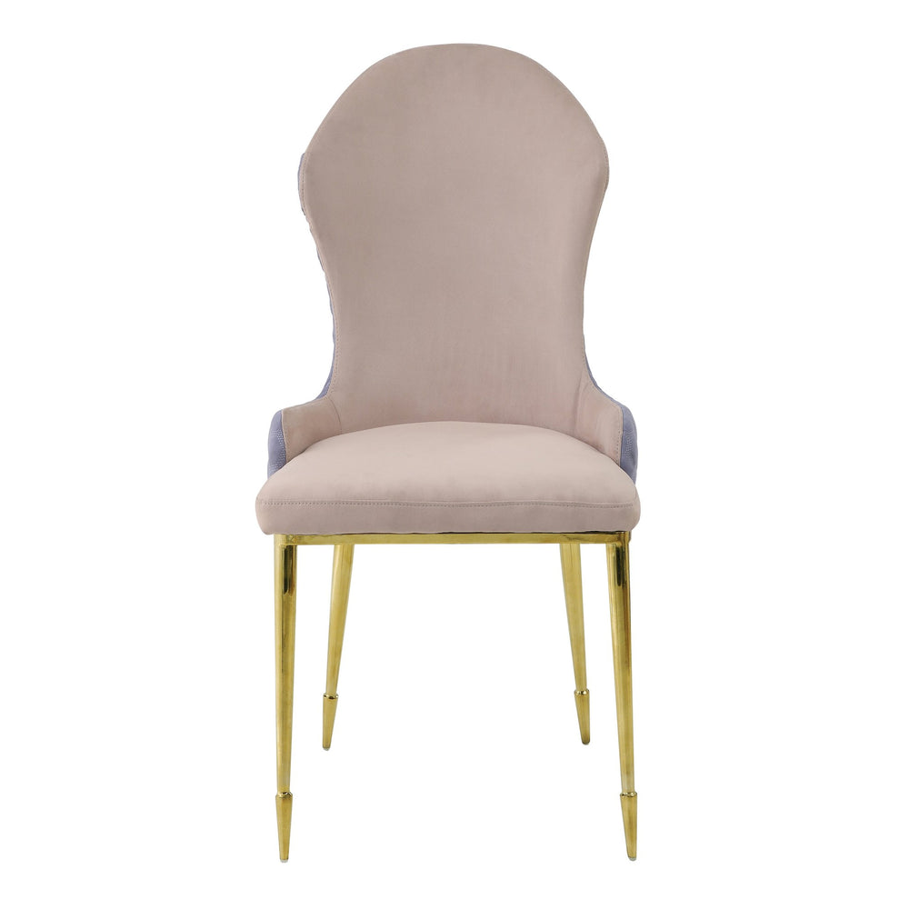 English Elm Tan Luxurious Wingback Dining Chairs Set of 2 – Lavender Honeycomb Exterior, Gold Frame, Ergonomic Sloped Arms B062P186451