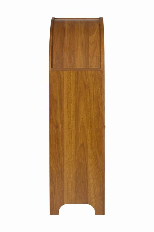 English Elm Hand-carved Solid Wood Tall Narrow Cabinet with Floral Arched Doors and Open Shelving W3123P485765