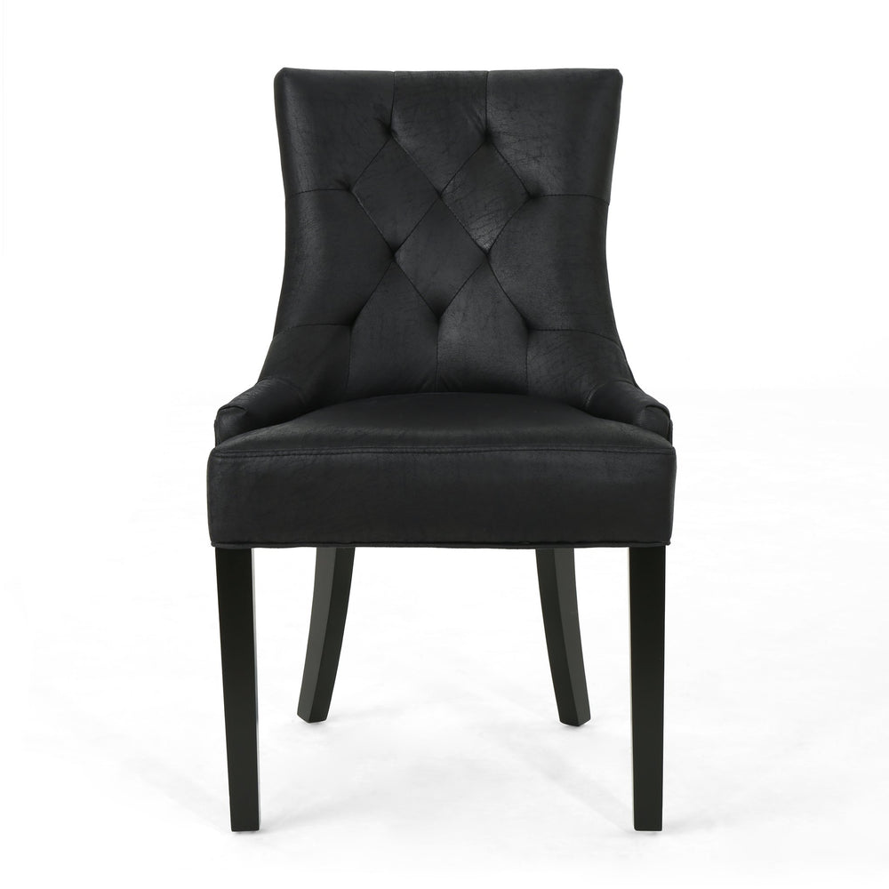 English Elm Christopher Knight Home® - Cheney Dining Chairs Set Of 2 - Elegant Microfiber With Diamond-Tufted Backrest For Comfort 54181.00MFBLK