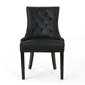 English Elm Christopher Knight Home® - Cheney Dining Chairs Set Of 2 - Elegant Microfiber With Diamond-Tufted Backrest For Comfort 54181.00MFBLK