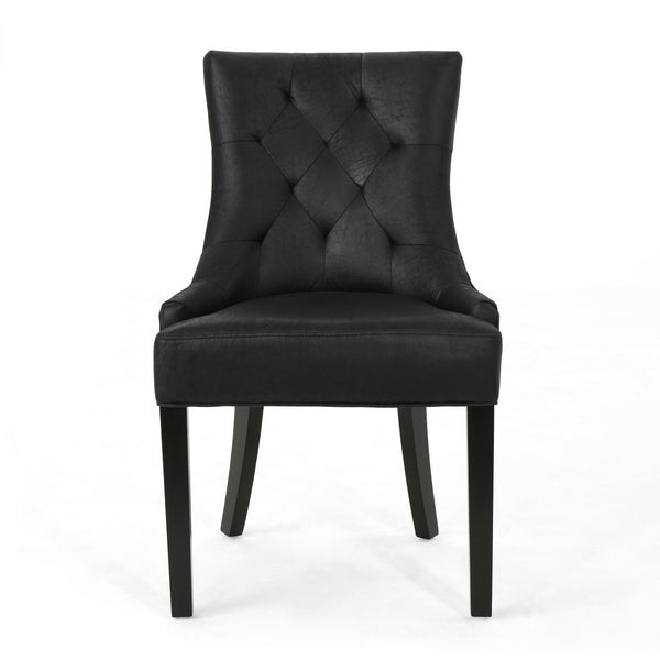 English Elm Christopher Knight Home® - Cheney Dining Chairs Set Of 2 - Elegant Microfiber With Diamond-Tufted Backrest For Comfort 54181.00MFBLK