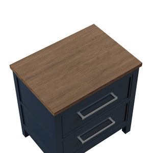 English Elm Contemporary Glam Nightstand Glossy White Lacquer Chrome Legs Dovetail Drawer Bedroom Blue,Dark Brown B2741P435883
