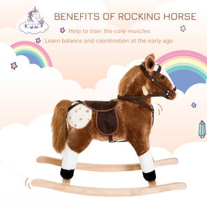 English Elm Rocking Pony Ride on Toy with Electronic Sounds Plush Saddle Metal Frame Toddler T3971P383491