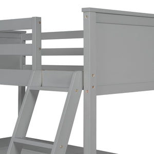 English Elm Twin Loft Bed with Built-in Desk and Open Shelves Solid Pine Kids Study Sleep Gray LT001537AAE-1