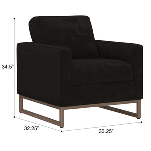 English Elm Black Upholstered Accent Chair Sled Base Minimalist Design for Living Room Office B2709P482534