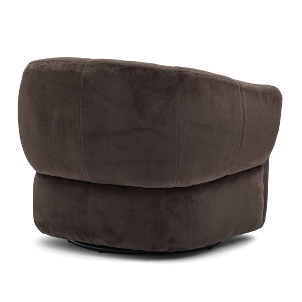 English Elm Plush Barrel Swivel Accent Chair Velvet Upholstered 360 Degree Base Living Room Black,Dark Brown N776P403621M