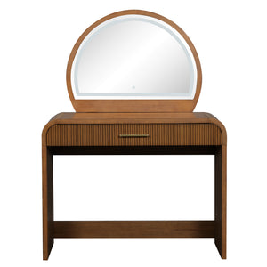 English Elm 39" Makeup Vanity Table with Touchscreen LED Mirror, Sleek Dressing Table with Drawer and Glass Top - Durable Rubberwood, Fast Assembly Espresso N704P196658P