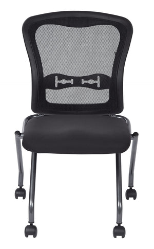 OSP Home Furnishings Soft-flex Pro-line Ii Folding Chair with Progrid Mesh Back and Lumbar Support Coal 84220-30